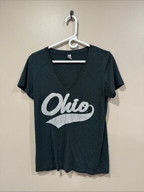 Bella D. Black V-Neck Ohio Graphic Tee